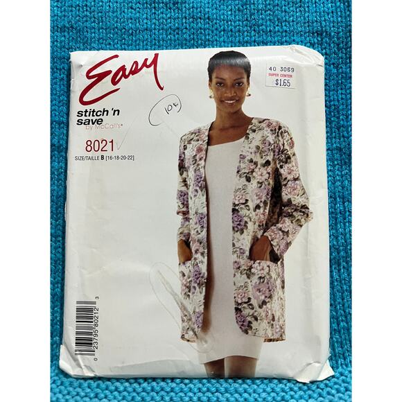 McCalls 8021 Sewing pattern fitted dress oversized blazer size 16 18 20 22 - Picture 1 of 6